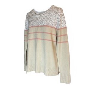 beachlunchlounge Beige and Pink Striped Sweater M (8-10) Soft and Cozy
